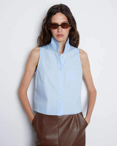Рубашка без рукавов из хлопка голубой