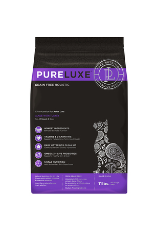 купить пурэлюкс PureLuxe Elite Nutrition for adult cats with turkey сухой корм для взрослых кошек всех пород с индейкой