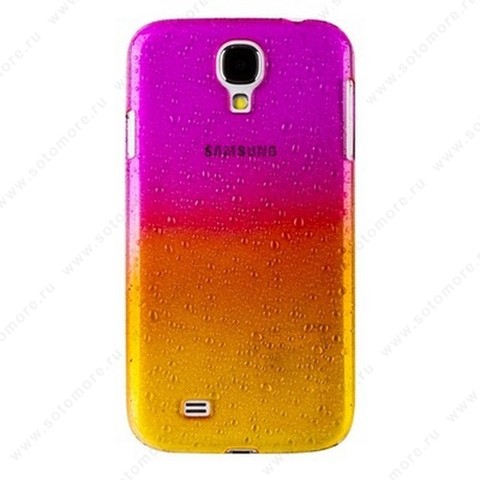 Накладка для Samsung Galaxy S4 i9500/ i9505 в виде капель розовая с желтым