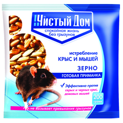 Средство от крыс и мышей Чистый дом, зерновая приманка, 200 г, 42916