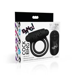 Черное эрекционное виброкольцо 28X Remote Control Vibrating Cock Ring & Bullet - 