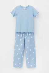 Пижама  для девочки  К 1633-1/небесно-голубой,кролики