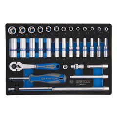 KING TONY (9-2534MRV) Набор торцевых головок 1/4" с принадлежностями, ложемент, 34 предмета
