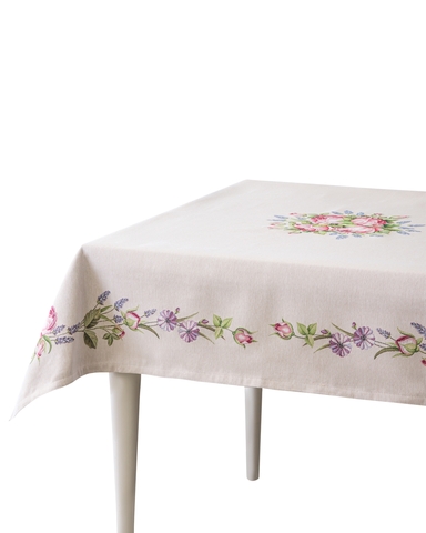 Скатерть 140х140см Mix&Match Home Розовое утро бежевая