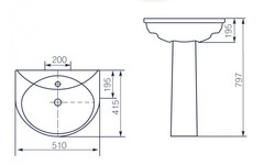 УМЫВАЛЬНИК С ПЬЕДЕСТАЛОМ ROSA КОМФОРТ 52