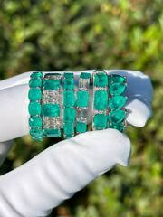 31946- Кольцо-дорожка из серебра с багетными цирконами цвет параиба