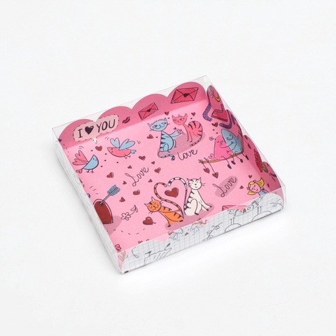 Коробка для печенья и пряников, «Котики Love», 15×15×3 см