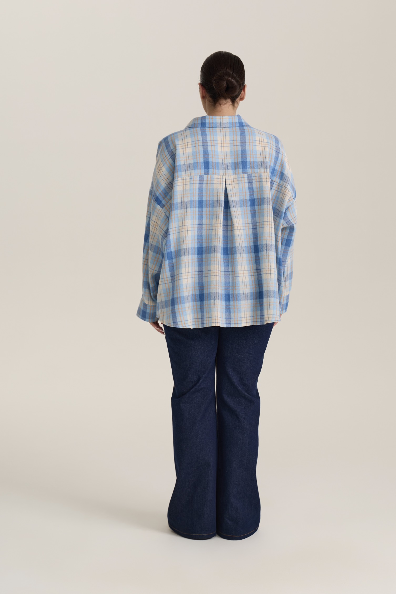 Рубашка в клетку оверсайз, голубой