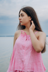 Розовый рассвет. Топ женский асимметричный на завязках TPS-1808