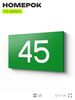Табличка с номером 45 на дверь квартиры, для офиса, кабинета, аудитории, склада, зеленая 120х70 мм, Айдентика Технолоджи