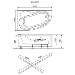 ВАННА АКРИЛОВАЯ TRITON ИЗАБЕЛЬ NEW 1700х1000 правая с каркасом