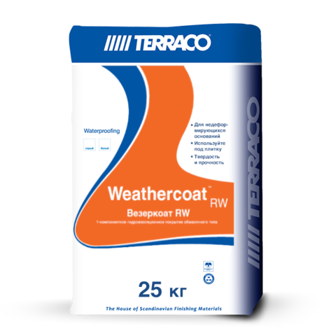 Terraco Weathercoat RW/Террако Везеркоат RW однокомпонентное цементное гидроизоляционное покрытие