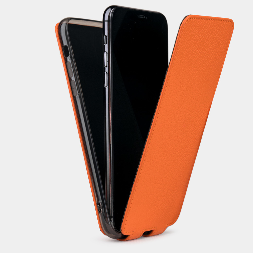 Чехол для iPhone XS Max из натуральной кожи теленка, оранжевого цвета
