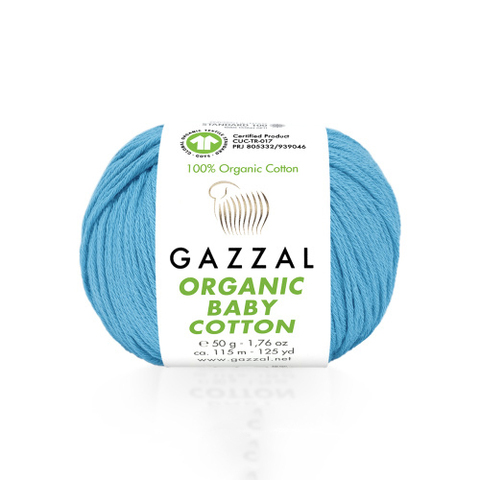 Пряжа Gazzal Organic Baby Cotton 424 бирюза (уп.10 мотков)