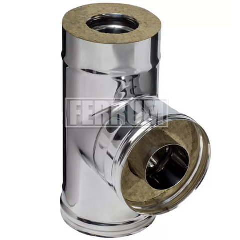 Тройник-сэндвич 90° d115х200мм (430/0,5мм+нерж) Ferrum