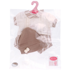 Munecas Antonio Juan Одежда для кукол и пупсов 40 - 45 см, кофта с воротником, шорты в полоску, шапка (91042-40)