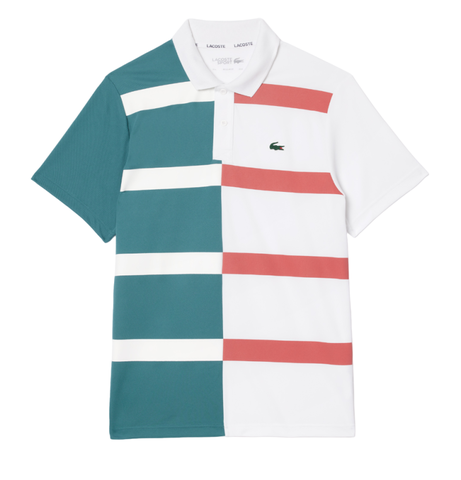 Теннисное поло Lacoste Ultra-Dry Colourblock Stripe Tennis Polo Shirt - blue/white/pink