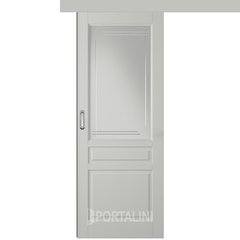 Купить Межкомнатная одностворчатая дверь купе эмаль VFD Stockholm Cotton серая остеклённая