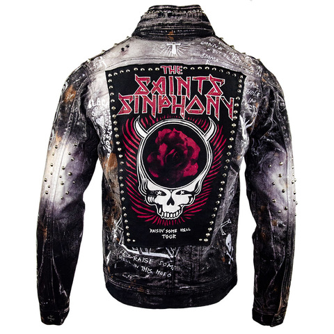 The Saints Sinphony | Куртка джинсовая мужская BLACK DISTRESSED CONCERT TRUCKER JACKET TSJ019 спина