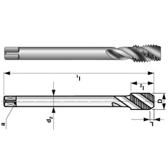Метчик М 8,0х0,75 (Машинный, винт.) DIN374 HSS 6h(2N) C/2-3P R35 80мм a=4,9 Bucovice(CzTool) 109082