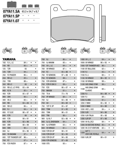 07YA11SA колодки тормозные МОТО(FDB337)
