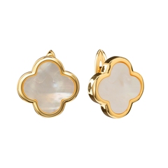 Серьги Клевер с натуральным Перламутром, gold