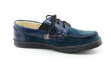 Ботинки для мальчиков кожаные Лель (LEL) на шнурках, цвет темно синий. Изображение 2 из 13.