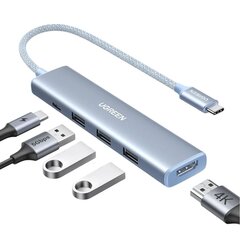USB-хаб UGREEN CM478 (35581) USB-C To HDMI 3*USB 3.0 A+PD синий