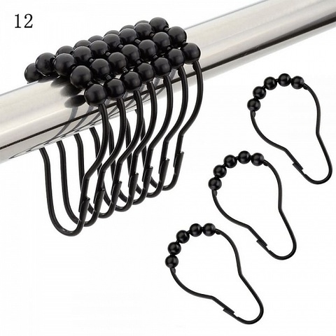 Набор из 12 крючков для шторки Carnation Home Fashions Roller Hook M Black