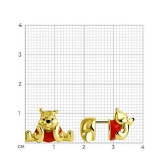 93022386 - Серьги-пусеты  ВИНИ ПУХ из золочёного серебра с цветной эмалью