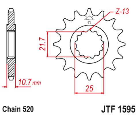 21512OEM-16 звезда передняя (ведущая) стальная с демпфером, 520, AFAM (JTF1595.16)