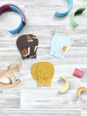 Рукавички-антицарапки Mjölk Новый день/Mustard/Улитки, сет из 3х пар