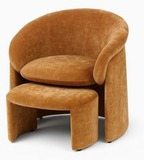 Кресло+оттоманка HUG AT5139-13 Коричневый, ткань/каркас металл в обивке AT5139-13