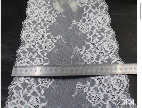 Кружево эластичное белое 23 см