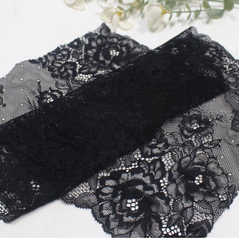Кружево эластичное черное 22 см, букеты