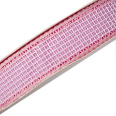 
          Декоративная лента капроновая для декора и флористики, 2,5 см, намотка 25 ярдов, розовая, дизайн сетка