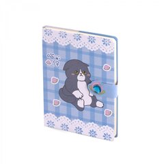 
          Записная книжка 12,5 см * 17,5 см , 7БЦ, Alingar, ламинация (soft touch), клапан на магн со стразой, 95л., комб. внутр. блок, "Котик с персиками"
