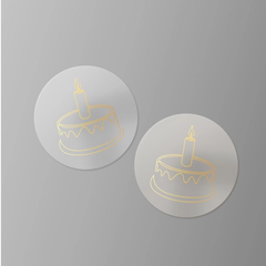 Стикер №4, Торт, с фольгой, 3 см, 5 шт.