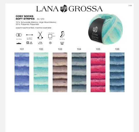 Lana Grossa Meilenweit Cosy Socks Soft Stripes 101