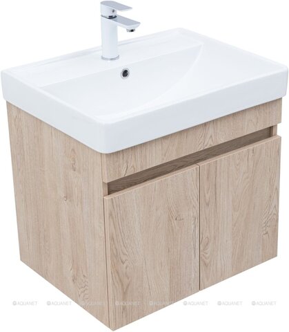Aquanet 345353 Тумба с раковиной Оптима 60 цв. дуб светлый (345353)