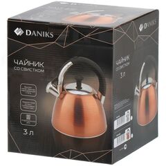 Чайник нерж, 3 л, свист, ручк бакелит, Daniks, MSY-069