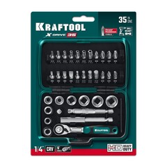 KRAFTOOL X-Drive 35, универсальный набор инструмента 1/4? 35 предм. (27974)