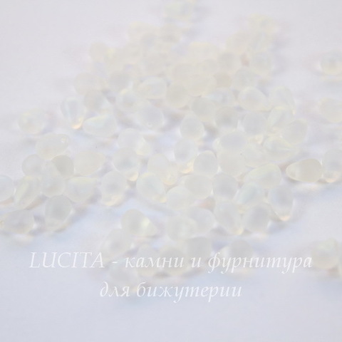 Бусина Side Drill Tear Капля, 6х4 мм, прозрачная матовая с AB-покрытием
