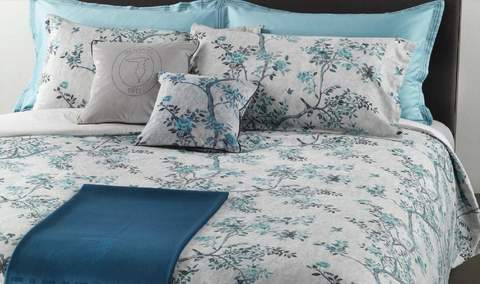 Постельное белье 2 спальное евро Trussardi Natural Tree 02N Azzurro