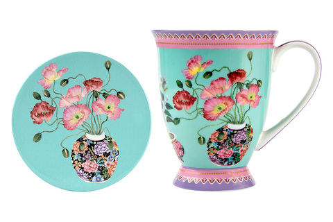 Кружка с подставкой 300мл Maxwell&Williams Маки