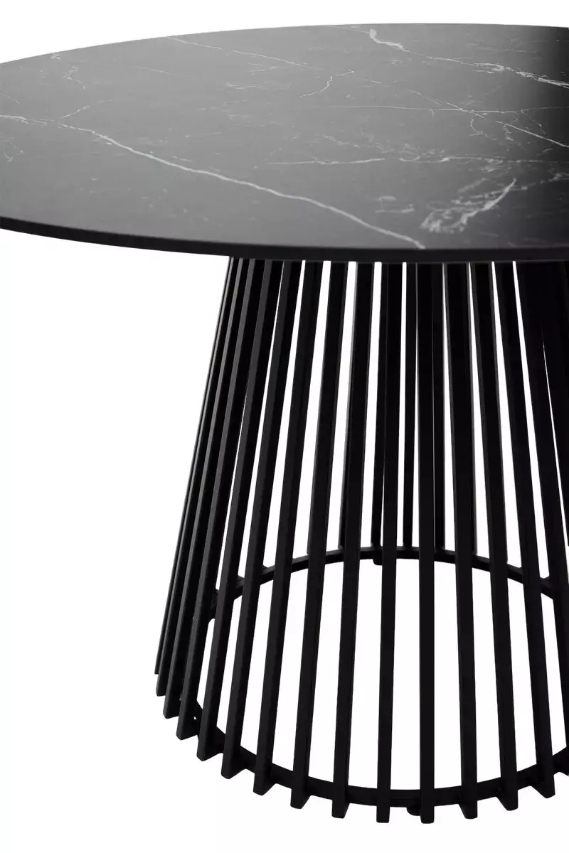 Стол TERNI 120 MATT BLACK MARBLE SOLID CERAMIC Черный мрамор матовый, керамика /Черн.каркас, DISAUR