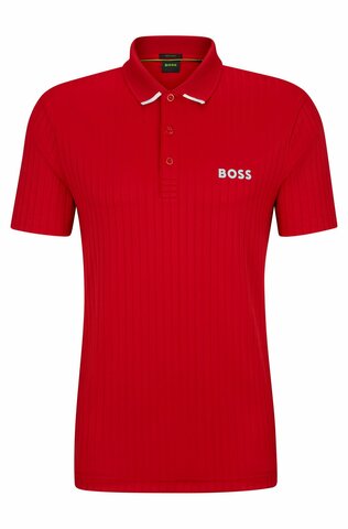 Теннисное поло BOSS Drop-needle Polo Shirt With Contrast Logos - medium red