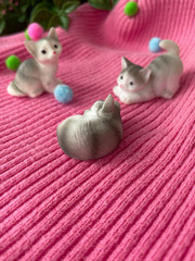 Кошка, котенок, киска, реалистичные, фигурки декоративные, 2,5-3,5 см, кукольные миниатюры, набор 3 шт.