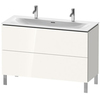 Duravit L-Cube Тумба напольная под раковину # 234412, 2 ящика, 704x1220x481мм, цвет White High Gloss LC659902222