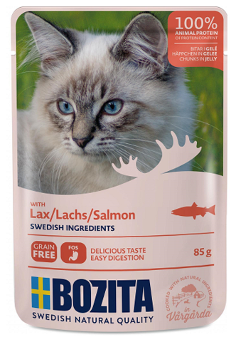 Bozita Pouch Salmon пауч для взрослых кошек (лосось) кусочки в желе 85 г
